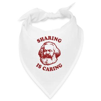 Sharing is caring - Lustiger Karl Marx Cartoon - Bandana - Weiß - Vorne