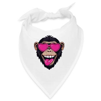 crazy Gorilla Affe mit Herz Sonnenbrille :) - Bandana - Weiß - Vorne
