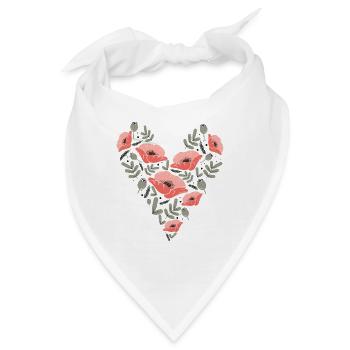 Liebesherz Mohnblumen - Bandana - Weiß - Vorne