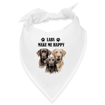 Labrador Happy Pfote Vierbeiner Hund Hundemama Wau - Bandana - Weiß - Vorne