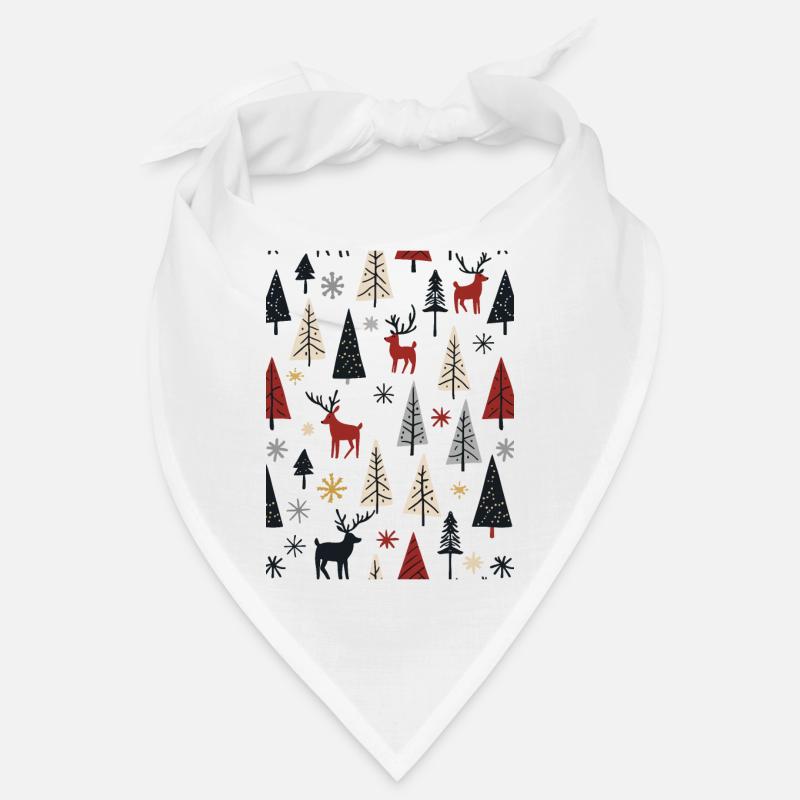 Scandinavian Christmas Elements and Winter Trees Bandana