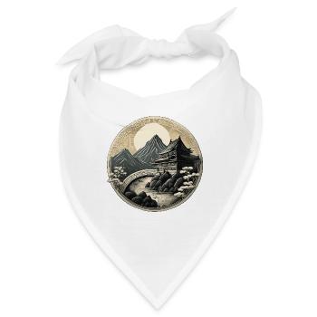 Landschaft im chinesischen Stil, Orientalische Landschaft, Japan - Bandana - Weiß - Vorne