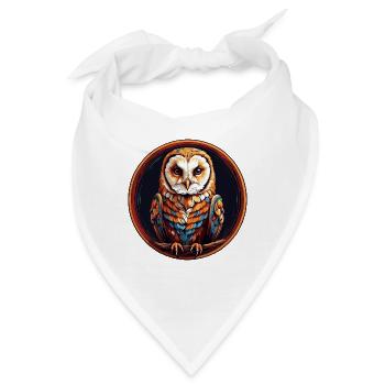Farbenfrohes Portrait einer Schleiereule - Bandana - Weiß - Vorne