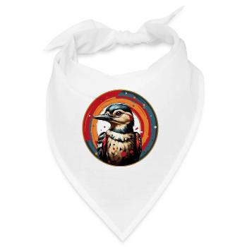 Buntspecht Portrait im bunten Farbkreis - Bandana - Weiß - Vorne