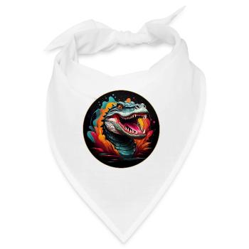Alligator Krokodilportrait mit Farbklecksen - Bandana - Weiß - Vorne