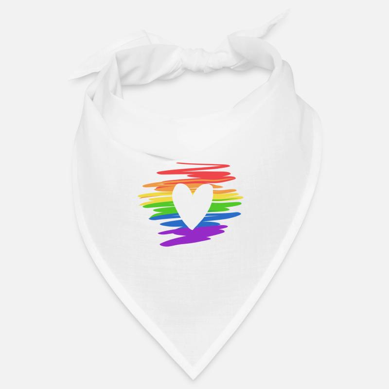 lgbt farben regenbogen flagge herz liebe - Bandana - Weiß