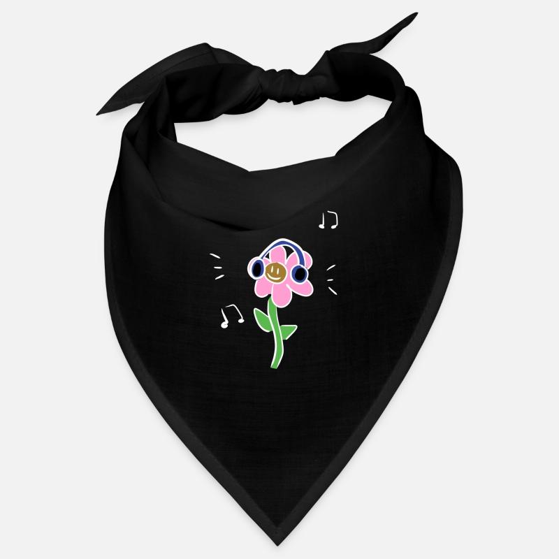 icône de musique de casque de fleur de dessin animé Bandana
