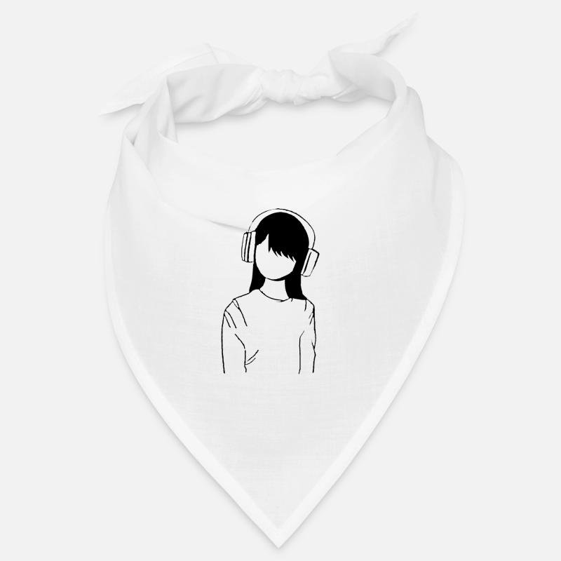 Anime Manga Mädchen Kopfhörer Musik Bandana
