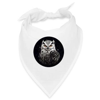 Schneeeulenportrait Schneeeule Eulengrafik - Bandana - Weiß - Vorne