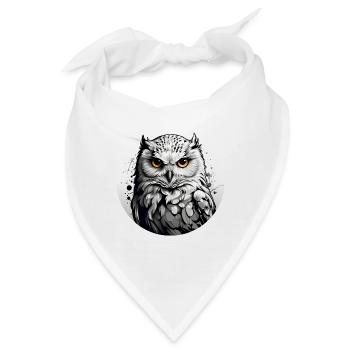 Schneeeulenportrait Schneeeule Eulengrafik - Bandana - Weiß - Vorne