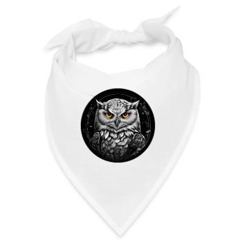 Schneeeulenportrait Schneeeule Eulengrafik - Bandana - Weiß - Vorne