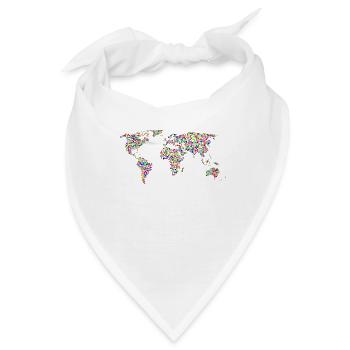 Regenbogenfarbene Weltkarte aus Punkten - Bandana - Weiß - Vorne