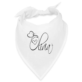Olivia Name Vorname Mädchen Kalligrafie Dekor - Bandana - Weiß - Vorne