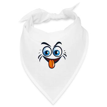 Glückliches, glückliches, cartoonartiges Gesicht - Bandana - Weiß - Vorne