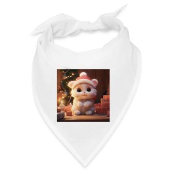 Festliche Mieze im Weihnachtszauber - Bandana - Weiß - Vorne