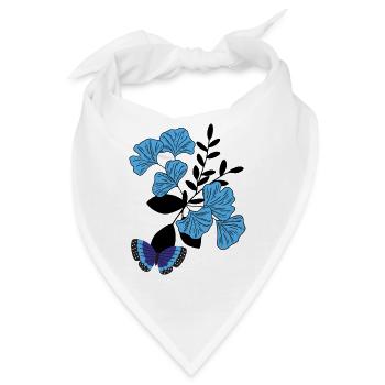 Schmetterling auf blauer Blume. - Bandana - Weiß - Vorne