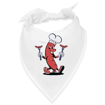 Wurst Grillen Cartoon - Bandana - Weiß - Vorne