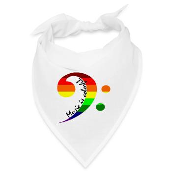 Bassschlüssel Regenbogenfarbe Regenbogenfahne - Bandana - Weiß - Vorne