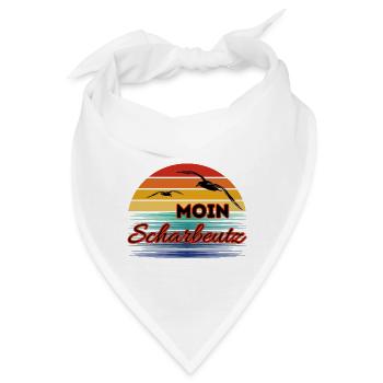 Moin Scharbeutz mit Möwe im Retro Style-Scharbeutz - Bandana - Weiß - Vorne
