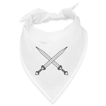 Gekreuzte Schwerter Zeichnung - Bandana - Weiß - Vorne
