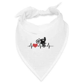 Motorrad Herzschlag Sportlich Geschenk - Bandana - Weiß - Vorne