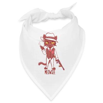 Meowsee - Mafia Katze - Bandana - Weiß - Vorne