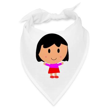 Mädchen Cartoon - Bandana - Weiß - Vorne