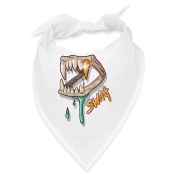 swag Gebiss mit Goldzahn - Bandana - Weiß - Vorne