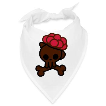 Totenkopf mit Bollenhut - Bandana - Weiß - Vorne