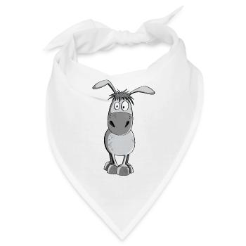 Witziger Grauer Esel - Tiere - Comic - Bandana - Weiß - Vorne