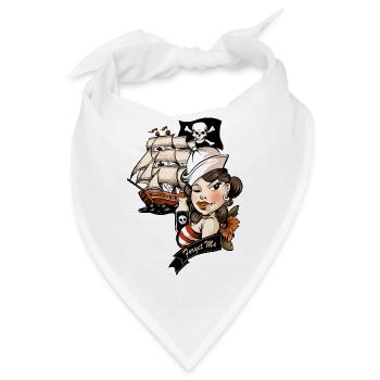 Piraten Liebe Tattoo - Bandana - Weiß - Vorne