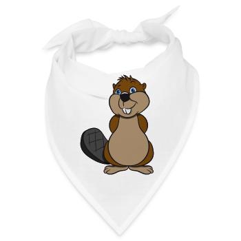 Biber suess lieb frech Holz Damm Wasser Wald Tier - Bandana - Weiß - Vorne