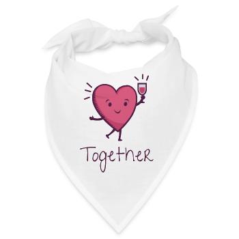 Together Forever Partner Valentinstag Herz Wein - Bandana - Weiß - Vorne