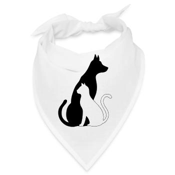 Hund katze silhouette - Bandana - Weiß - Vorne