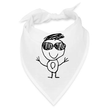 Kinderzeichnung von coolen Gast mit Sonnenbrille - Bandana - Weiß - Vorne