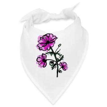 Oktober Geburtsblume Kosmos - Bandana - Weiß - Vorne
