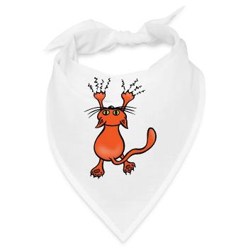 Wilde Katze orange - Bandana - Weiß - Vorne