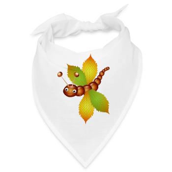 Schmetterling aus Kastanien und Kastanien Blätter - Bandana - Weiß - Vorne