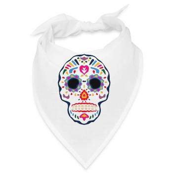 Mexikanische Totenkopf-Fantasie - Bandana - Weiß - Vorne