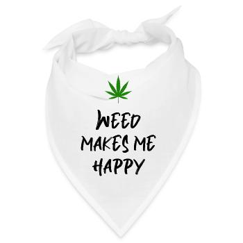 weed macht mich glücklich Cannabis Marihuana - Bandana - Weiß - Vorne