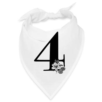 Zahl 4 - Bandana - Weiß - Vorne