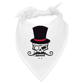 Skullheadwith beard and hat - Bandana - Weiß - Vorne