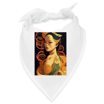 Narada - Mechanisch geometrischer Kunst Stil - Bandana - Weiß - Vorne