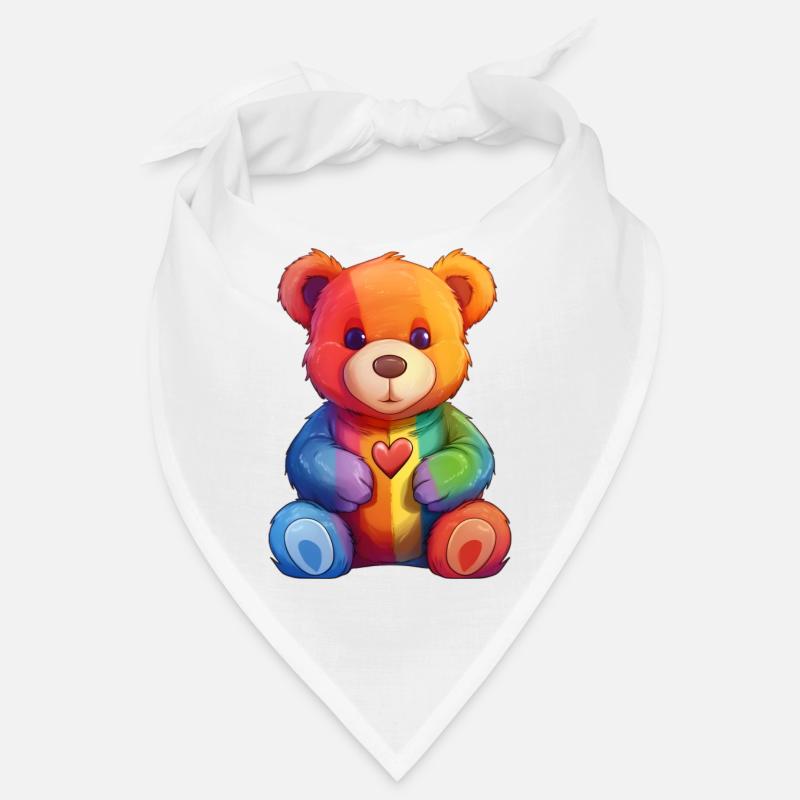Rainbow Heart Bear Plush Bandana