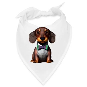 Dachshund Hunde mit Anzug Dackelwelpe Hund - Bandana - Weiß - Vorne