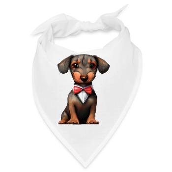 Dachshund mit Fliege Hund Dackelwelpe Hunde - Bandana - Weiß - Vorne