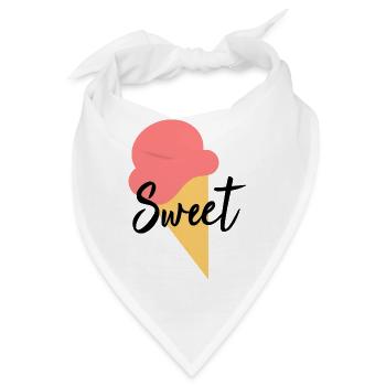 Eis Eiscreme Erdbeere Erdbeereis Sommer Festival - Bandana - Weiß - Vorne