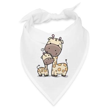 Giraffe mit Baby Giraffe - Bandana - Weiß - Vorne