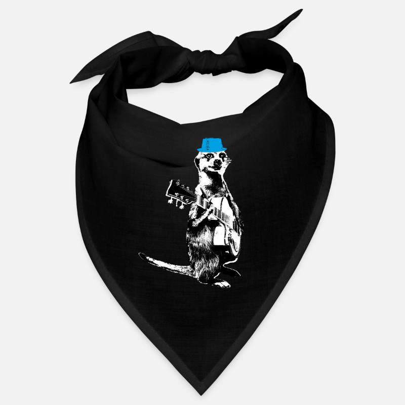 Suricate Guitariste White BG Cyan Hat Bandana