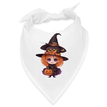 Helloween Kürbis Hexe - Bandana - Weiß - Vorne